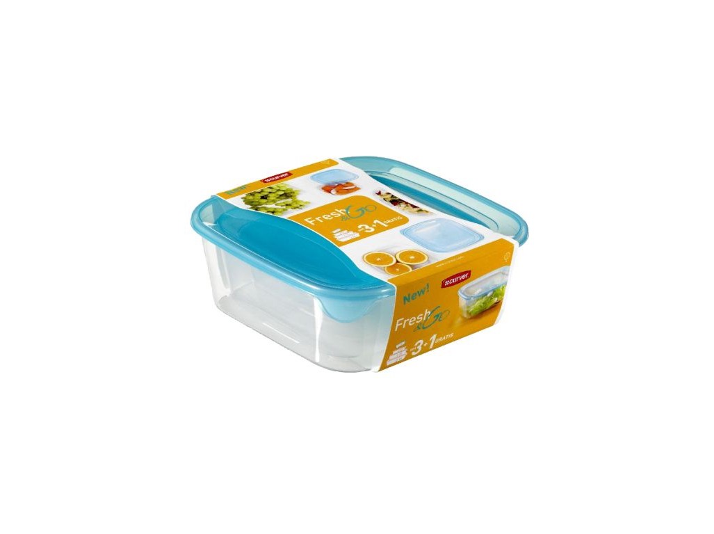 dóza FRESH&GO čtverc. sada 4díl. (0,25+0,8+1,7+2,9l) PH