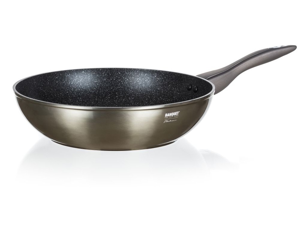 pánev WOK 28x7,8cm/3mm nepřiln.povrch METALLIC PLATINUM