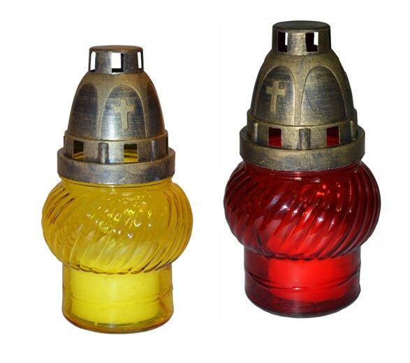 lampa hřbitovní sklo 14cm (30g) (hoří 9hod) paraf. mix barev