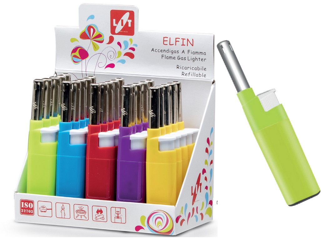 zapalovač ELFIN 12cm plamínkový, mix barev