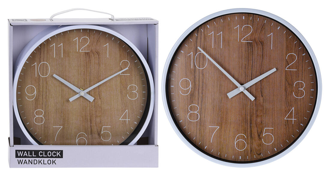 hodiny nástěnné pr.25cm PH BÍ/imitace dřeva