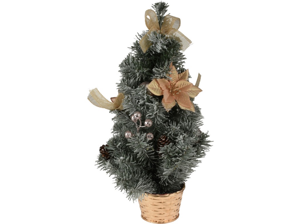 stromek vánoční v květníku 40cm ozdobený ZE/mix barev