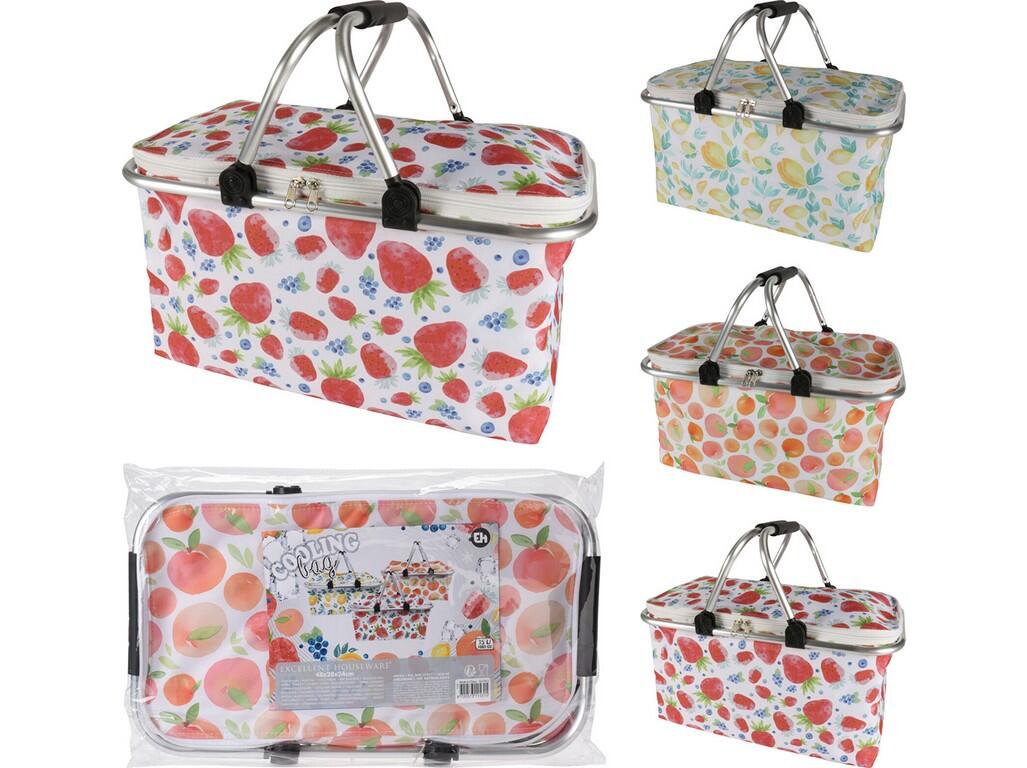 košík nákupní skládací TERMO 48x28x24cm Al+polyester mix 3 dekory