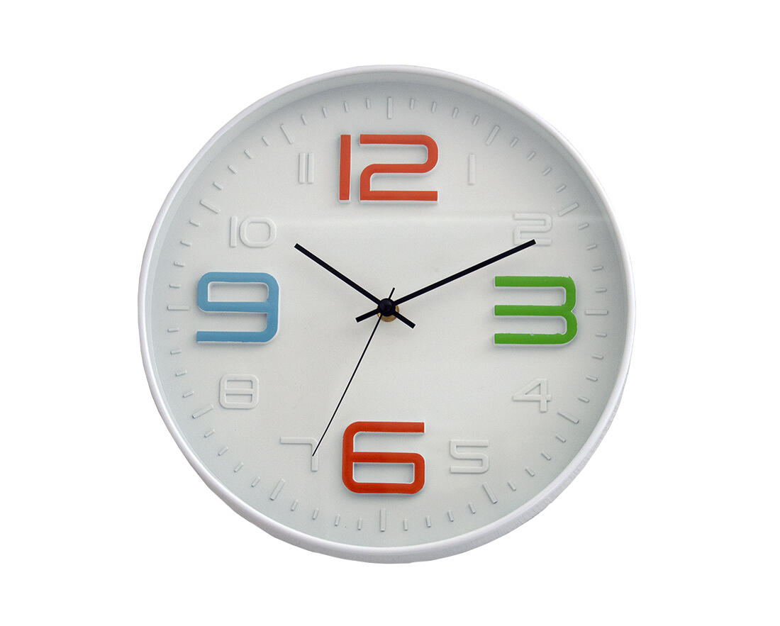 hodiny nástěnné pr.30cm,3D ciferník,PH,sklo,kov BÍ/barevná čísla
