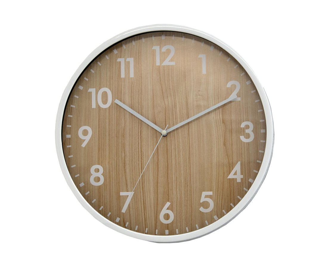 hodiny nástěnné pr.30,5cm,PH,sklo,kov BÍ/imitace dřeva