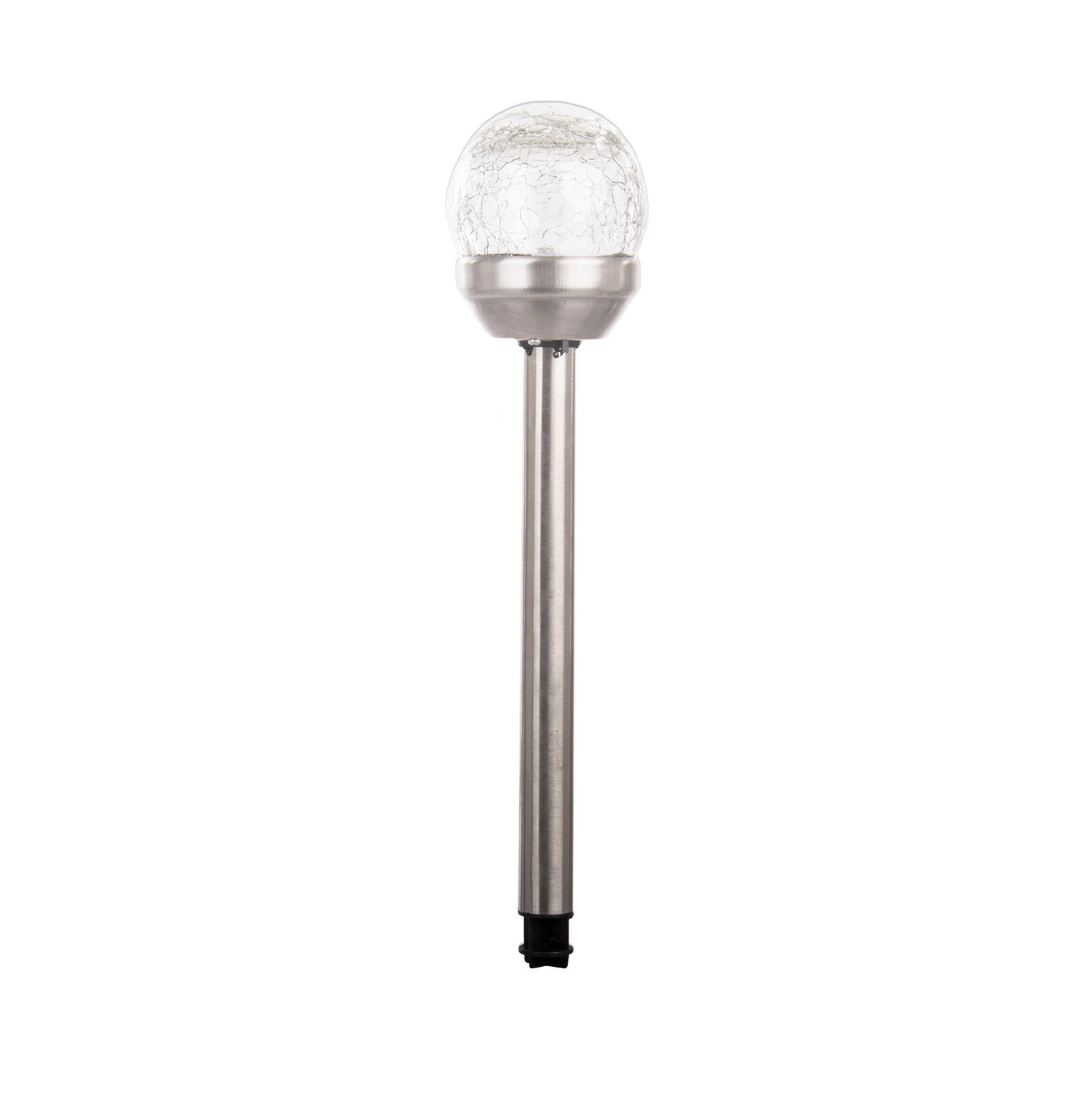 lampa solární KOULE  6cm, v.36cm, 1LED, nerez/sklo/PH čirá