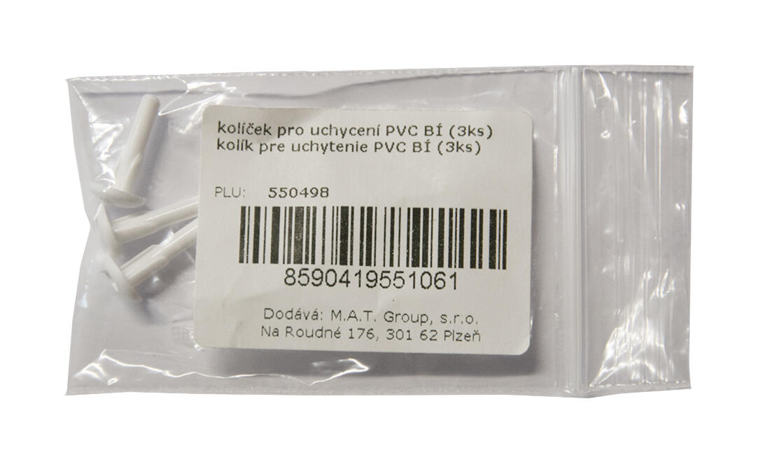 kolíček pro uchycení PVC BÍ (3ks)
